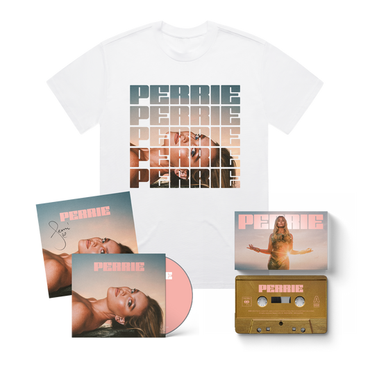 PERRIE T-Shirt bundle, including Perrie on CD and Cassette, and a white T-Shirt with Perrie artwork print.